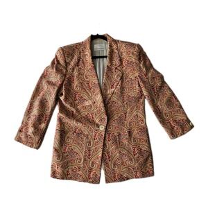 Vtg Dana Buchman Silk Paisley Printed Classic Single-Breasted Blazer Jacket 14